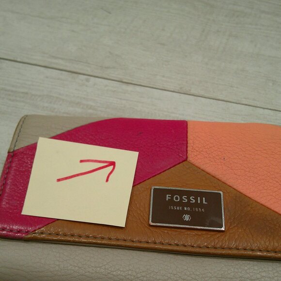 Fossil 70's inspired Leather Key-Per Calypso Geometric Leather Wallet - Picture 11 of 12